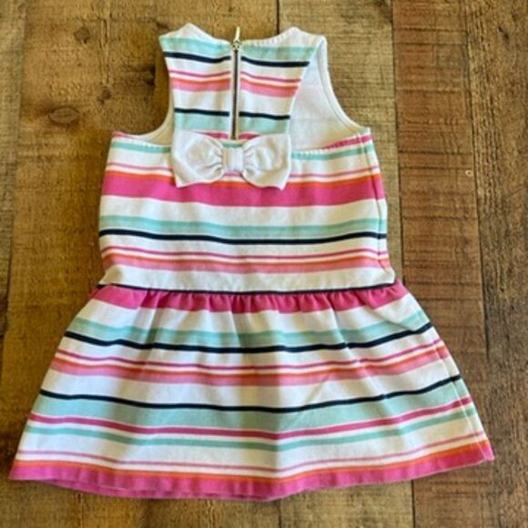 Janie and Jack Little Girl's Striped Dress Summer Colorful Pink White 2T Cotton - Picture 2 of 3